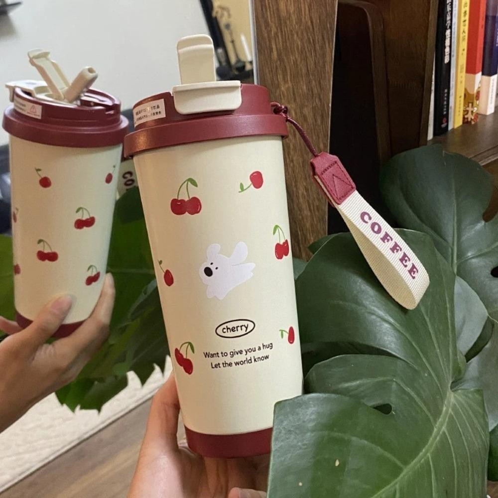 Bình Nước SNUGHOUSE, Cốc Nước 550ml Chống Rò Rỉ, Dây Mang Di Động Dung Tích Lớn Đôi Uống Cà Phê Học Sinh
