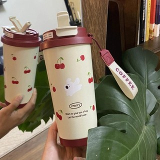 Cốc Nước JOYFULLIFE, Bình Nước Uống Đôi 550ml, Dây Mang Dễ Thương Chống Rò Rỉ Cốc Nhựa Dung Tích Lớn Học Sinh