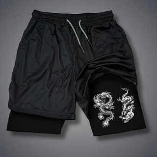 Best Seller in Europe and America Anime Print Trendy Sports Shorts Breathable and Loose Fitness Double-Layer Casual Shorts RHnG