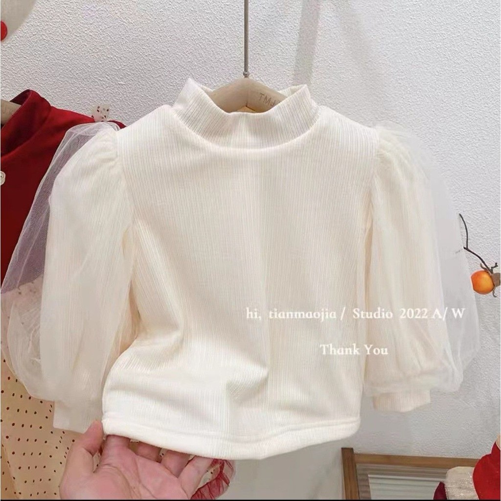 Hàng sẵn có cho bé gái Váy đỏ lông cừu lót mùa thu đông Phong cách mới Thời trang nơ công chúa Áo Vest đầm năm mới