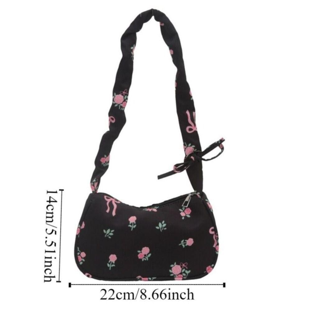 Túi đeo vai hoa GUSTAVA, Túi đeo nách xếp ly có dây kéo dung tích lớn, Túi xách nữ Nylon nhẹ