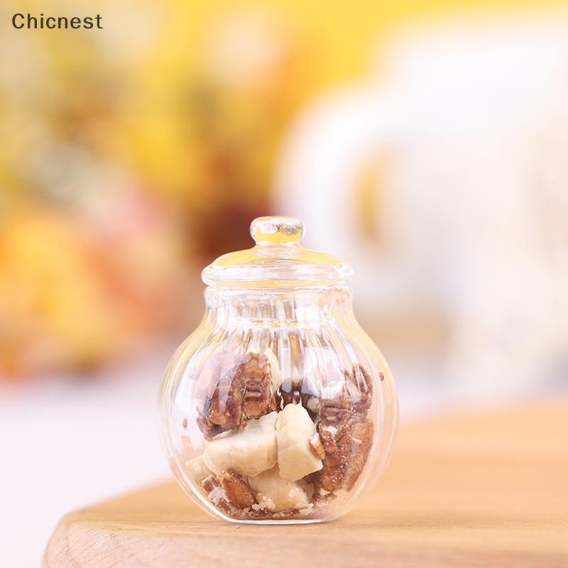 [Chc] 1: 12 Nhà búp bê Bình thủy tinh tròn thu nhỏ Bình kẹo Mô hình chai kẹo [VN]