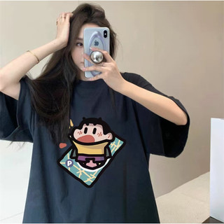 HIIXIIVI 100% Cotton Tay Ngắn Oversize Unisex Áo Thun Plus Size Nữ Tee Baggy Hoạt Hình Áo