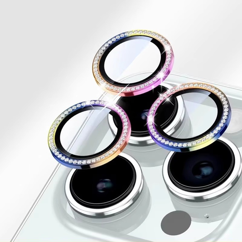 Ốp Bảo Vệ Ống Kính Máy Ảnh Lấp Lánh Cho iPhone 17 16 15 14 13 12 11 Pro Max Mini 15 16 Plus Phim Bảo Vệ Màn Hình