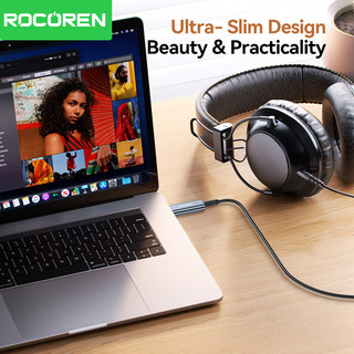 Rocoren USB Thẻ Âm Thanh Bên Ngoài USB Sang Jack 3.5 Mm Bộ Chuyển Đổi Âm Thanh USB Sang Tai Nghe Tai Nghe Micro Stereo Free Drive Cho MacOS Linux Android Laptop PS5 / PS4