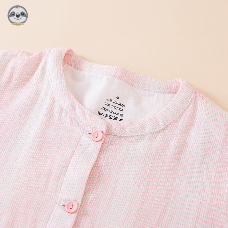 Phong cách Nhật Bản Phong cách Muji / Nam Nữ Phong cách cặp đôi Cotton nguyên chất Gạc đôi Gradient Bộ đồ ngủ sọc / Bộ đồ mặc nhà thông thường có thể mặc bên ngoài