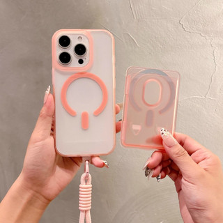 Ốp điện thoại TPU chống sốc từ tính 3 trong 1 cho iPhone 16 Pro Max 15 14 13 12 11 Pro Max 14Plus 15Plus 16Plus có giá đỡ thẻ và dây buộc