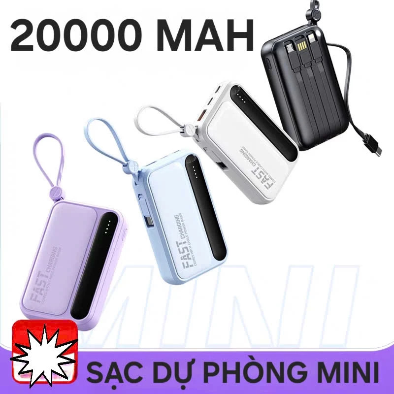 Pin sạc dự phòng 20000mAh nhiều cổng sạc tương thích nhiều thiết bị TYPE C/USB nhỏ gọn tiện lợi