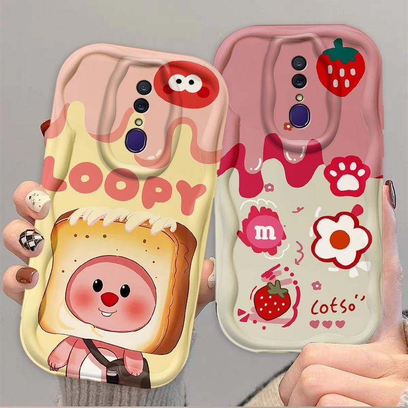 Vỏ Silicon Hoạt Hình Cho OPPO F11 3D Cầm Tay Mềm TPU Dễ Thương Kem Dâu Tây Loopy Thẩm Mỹ Chống Sốc Ốp Điện Thoại