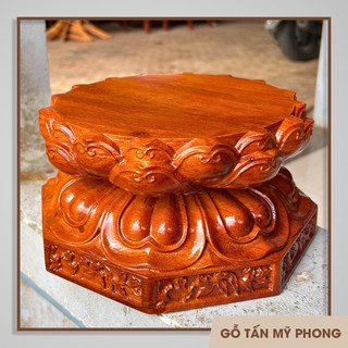 Đế đài sen để tượng Phật theo yêu cầu | Đôn gỗ hoa sen | Đế Sen Tháp tỏi hoa sen bằng gỗ tự nhiên
