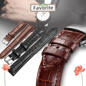 Favoritegoods 16mm 20mm 22mm Dây đeo đồng hồ đeo tay mềm da thật bằng thép khóa thắt lưng thể thao