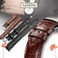 Favoritegoods 16mm 20mm 22mm Dây đeo đồng hồ đeo tay mềm da thật bằng thép khóa thắt lưng thể thao