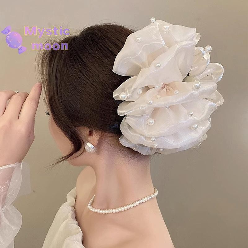 [Huyền bí] Mùa hè Ngọt Ngào Nhiều Lớp Lưới Vải tuyn Nơ Lớn Vuốt Tóc Kẹp Nữ Thanh Lịch Nơ Đuôi Ngựa Phụ Kiện Mũ Đội Đầu Mới [Mới]