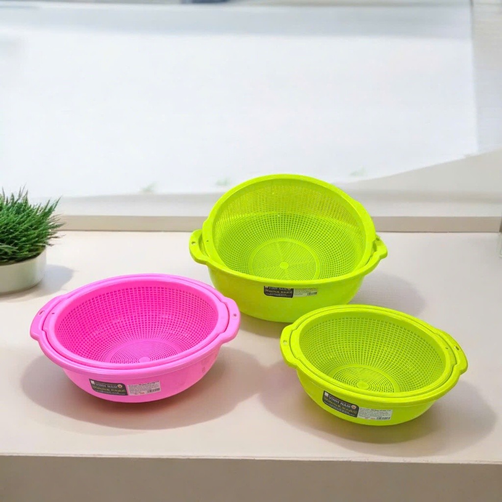 Bộ Thau Rổ Tròn Vinh Nam Plastic Thau Rổ Dùng Đựng Thực Phẩm Rau Củ Size Lớn Trung Bé 113-114-115