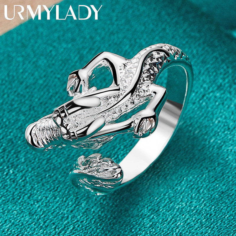 URMYLADY Bạc 925 Rồng Có Thể Điều Chỉnh Nhẫn Nam Tiệc Cưới Thời Trang Quyến Rũ Trang Sức