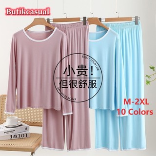 Phụ Nữ Bộ Cổ Tròn Bộ Đồ Ngủ Thường Ngày Mùa Xuân Kích Thước Lớn Trơn Dài Tay Bộ Mỏng Rời Phù Hợp Với