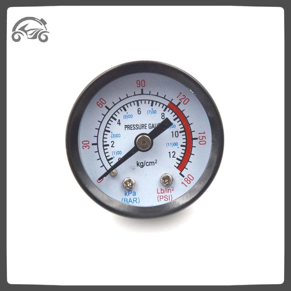 Aexit Manometro Quadrato Tondo 0-12 Bar / 0-170 Psi – Filetto Maschio 10mm – 2 Pezzi Per Compressori E Attrezzature Pneumatiche