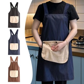 Yếm nướng bánh nấu ăn ARTISANU, Tạp dề nhà bếp chống bẩn lưng chéo, Di động với khăn tay có thể tháo rời Đồng phục nhà hàng không tay chống nước phổ thông