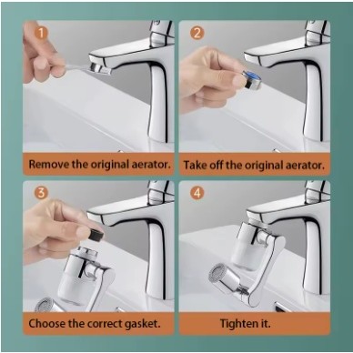 Đa năng 1080° Xoay Lọc Vòi Phun Chống Bắn Vòi Hộ Gia Đình Nhà Bếp Tập Chậu Rửa Vòi Bong Bóng Vòi Robot Cánh Tay