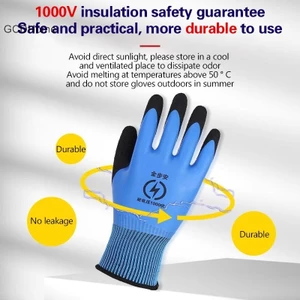 GCDHome 1 túi Chịu điện áp Găng tay đàn hồi cao 1000V Bảo vệ an toàn điện Găng tay cách nhiệt màu xanh lá cây HOT