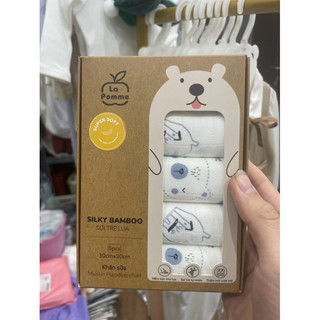 Tổng hợp nhiều mẫu khăn sữa La pomme K001 Set 5 Khăn sữa sợi tre lụa La Pomme phối màu (30x30cm) cho bé T6.0