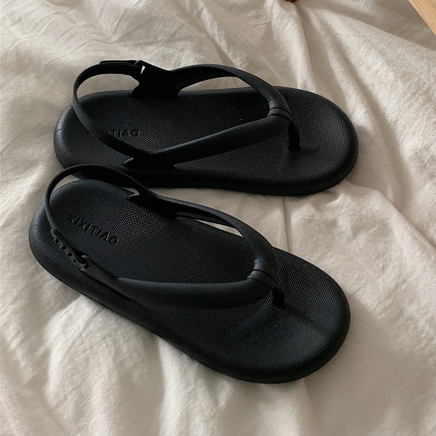 XIXITIAO Dép Dép Mùa Hè Nữ Đơn Giản Flip-Flops Mặc Ngoài Kỳ Nghỉ Đi Biển Bằng