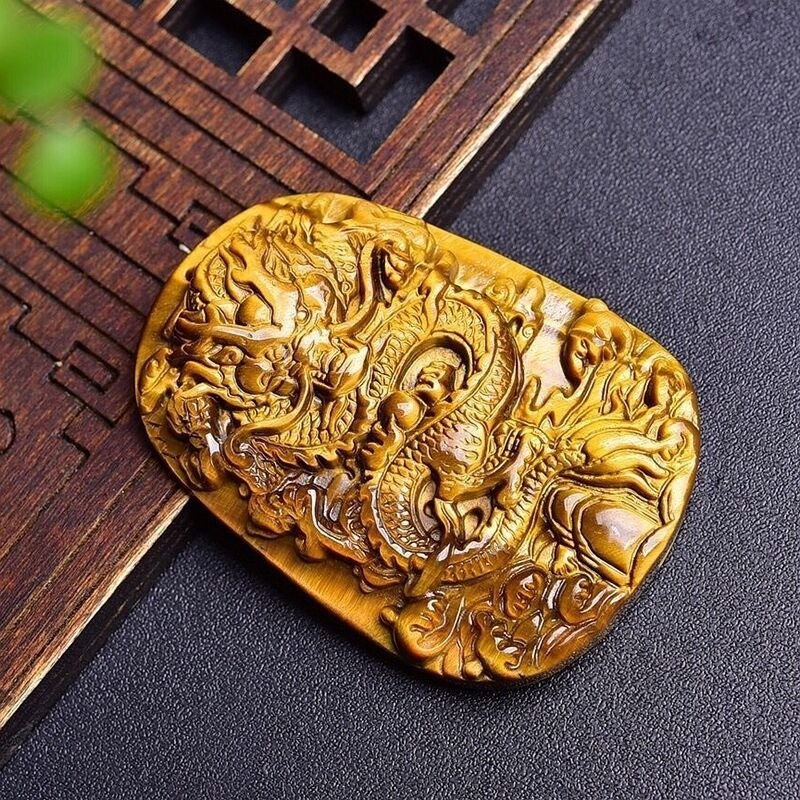 Mặt dây chuyền mắt hổ tự nhiên, thương hiệu rồng, phù hợp unisex cổ điển