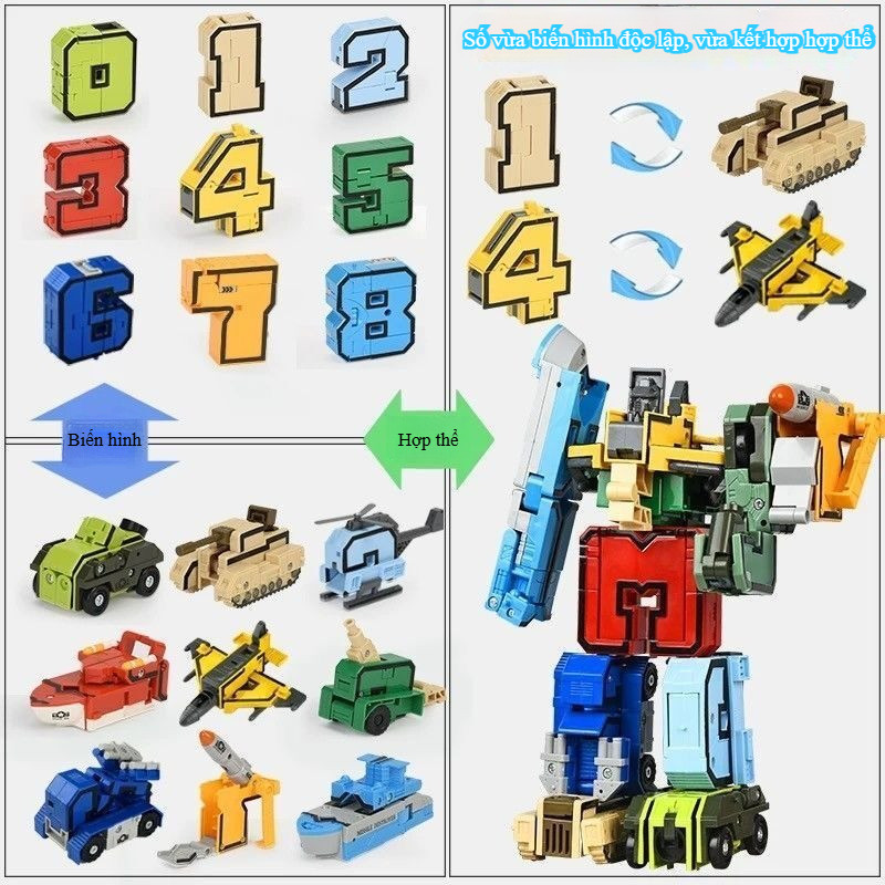 Đồ chơi Robot số biến hình,đồ chơi lắp ráp lắp ghép robot sáng tạo nhiều hình cho bé