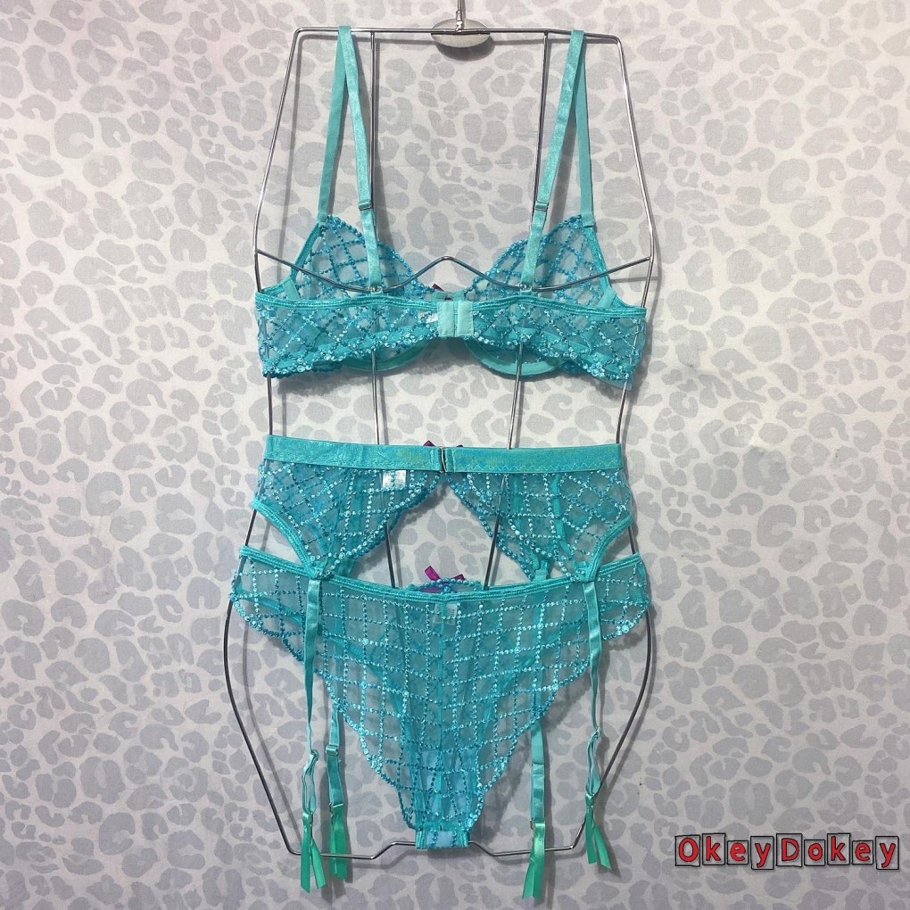 OKDK Rhinestone Garter - Bộ Đồ Lót Nữ với ÁoCrop Top và Thắt Lưng