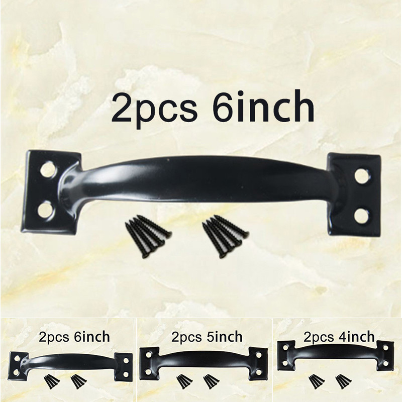 2 Chiếc Tay Nắm Cửa + 8 Chiếc Ốc Vít Barn Tay Nắm Cửa Cổng Tay Cầm Kéo Cho Trượt Cửa Barn Cổng Nhà Để Xe Sheds Đen