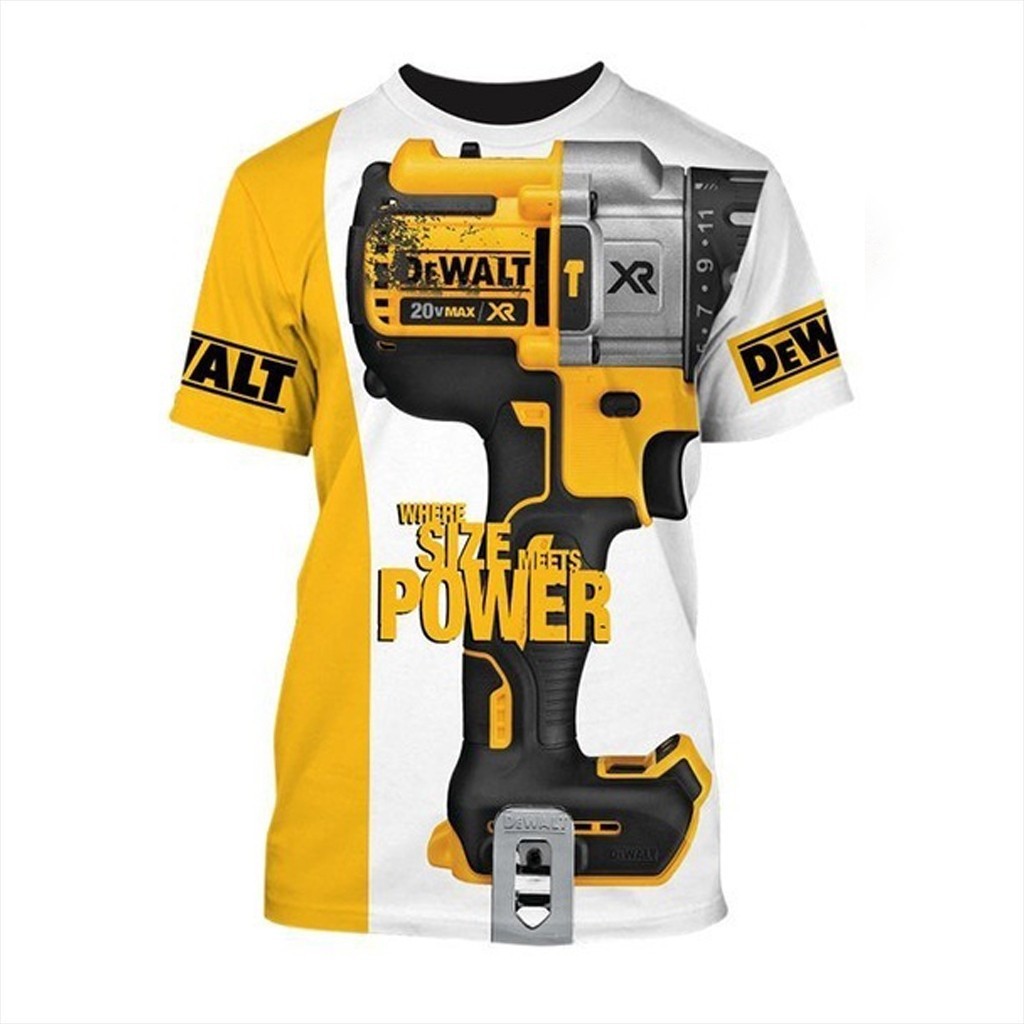 Áo thun nam Dewalt 3D cổ tròn tay ngắn phong cách Harajuku, chất lượng cao