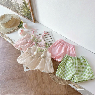 [8-26kg] Set Bộ Hè 2 Dây Đính Hoa Tuylip Chất Tơ Mềm Cho Bé Gái