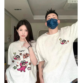 HIIXIIVI [Áo thun cặp đôi mới] Áo thun ngắn tay 100% Cotton Unisex hoàn toàn mới in hình nam nữ cổ tròn dáng rộng
