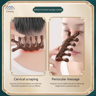 ELBBKG Năm Răng Gỗ Đàn Hương Massage Lược Mặt Mũi Mắt Vai Cổ Cạo Râu Chống Tĩnh Điện Chống Rụng Tóc Kinh Tuyến Massage Mới