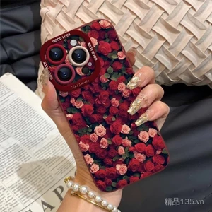 Ốp điện thoại 16Pro Mẫu mới dùng cho iPhone 15Promax chống rơi chống bám bẩn nhóm hoa hồng 14Pro 13 silicon