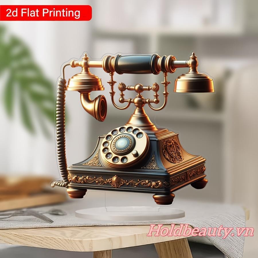 Điện Thoại Cố Định Trang Trí Bàn Retro Quay Số Điện Thoại Hình Acrylic Phẳng Đồ Trang Trí Trung Tâm Cho Gia Đình