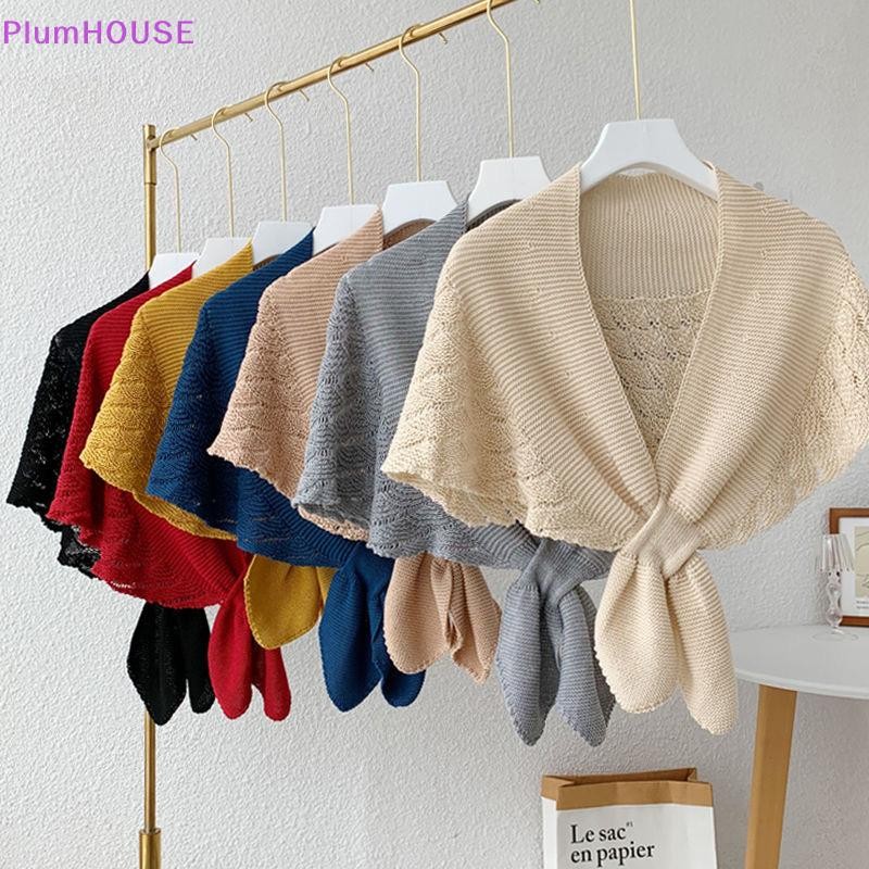 Plumhouse Nữ Dệt Kim Ấm Khăn Choàng Cổ Trơn Bảo Vệ Khăn Màu Trơn Áo Vai Cổ Giả Mùa Hè Điều Hòa Ngoài Tháp VN