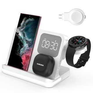 SHEREN 15W Đồng hồ ba trong một Đèn bàn sạc không dây có thể tháo rời Thích hợp cho đồng hồ tai nghe điện thoại di động nhiều thương hiệu