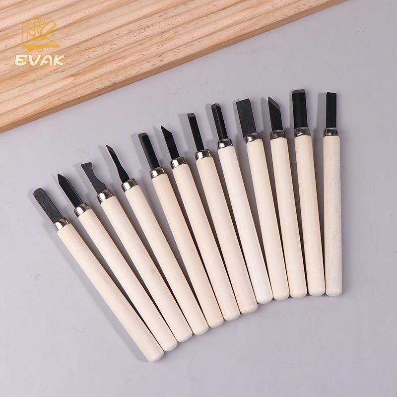 Alittlesetrtu 12 Chiếc Đục Khắc Gỗ Bộ Cắt Cơ Bản & Chế Biến Gỗ Chi Tiết Dụng Cụ Cầm Tay DIY Bộ Bầu VN