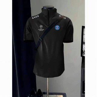 25 Football Sports Quick-Drying T-shirt Training Wear Men's Summer New Stand Collar Half Zip Breathable Thin Short-Sleeved T-shirt uOW0