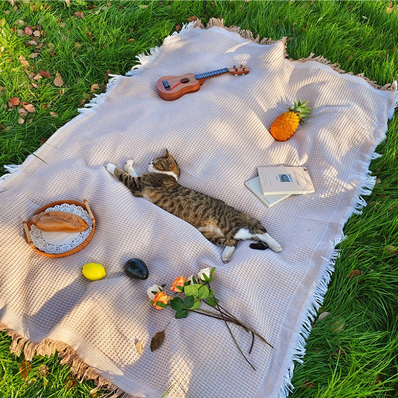 Thảm vải picnic, Thảm Dã Ngoại,du lịch, Phong cách Scandinavian, Khăn Tua Rua