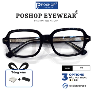 Mắt kính thời trang nam gọng vuông POSHOP gọng kính cận cốt kim loại Sơn Tùng đi đêm chống UV400 ST