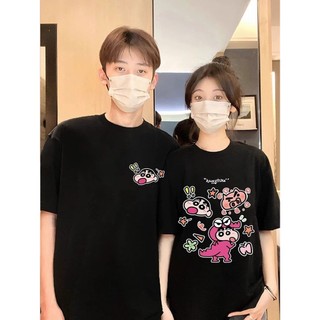 HIIXIIVI [Áo thun cặp đôi mới] Áo thun ngắn tay 100% Cotton Unisex hoàn toàn mới in hình nam nữ cổ tròn dáng rộng