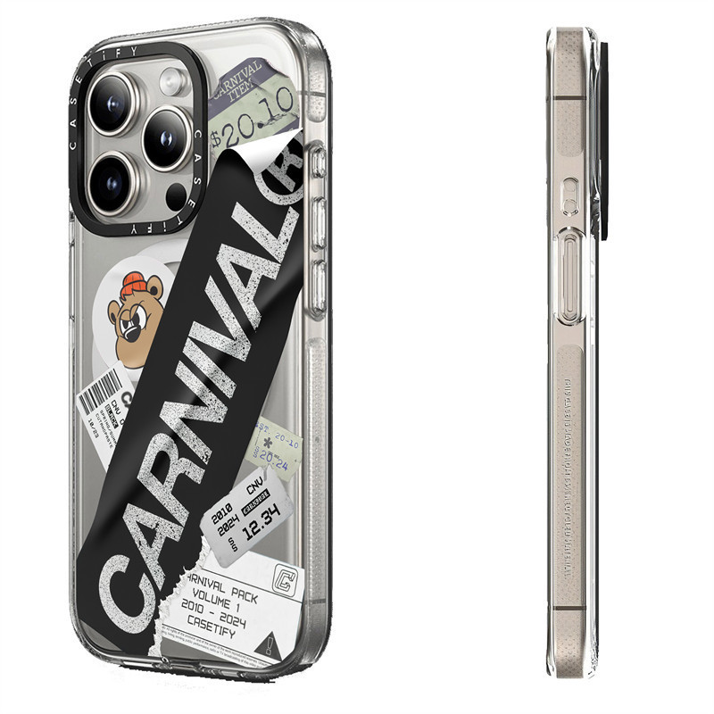 Casetify X CARNIVAL® Miếng Dán Bom Ốp Lưng Hút Từ Tính Trong Suốt Cứng Acrylic Lưng TPU Edge Case Sideband Phông Chữ Ốp Lưng Điện Thoại Tác Động Cho Apple IPhone 13 14 15 16 Pro Max