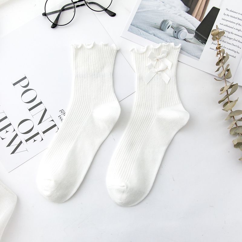 Tất nữ màu trắng tinh khiết, tất lolita, tất nơ ren