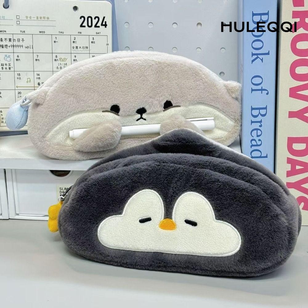 Túi đựng bút HULEQI, Bút chì chim cánh cụt Otter dung tích lớn, Dụng cụ sắp xếp văn phòng phẩm sang trọng đa chức năng dành cho sinh viên