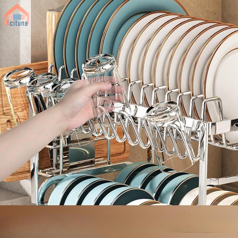 Giá phơi bát đĩa cho quầy bếp Giá để đồ ăn đa chức năng Tiết kiệm không gian chống gỉ Ổn định với tổ chức ván thoát nước