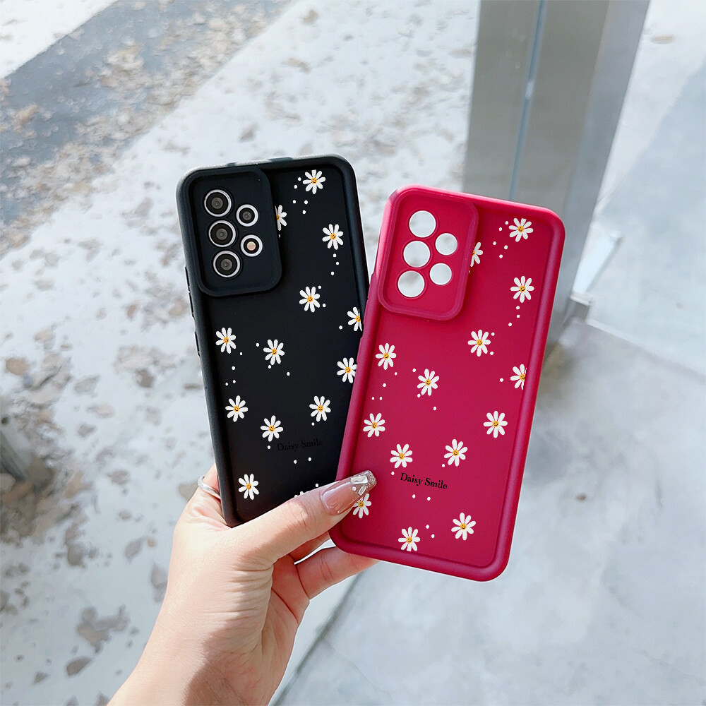 Ốp Điện Thoại Hoa Cúc Nụ Cười Dễ Thương Hoa Cúc Cho Samsung Galaxy A15 A55 A14 A16 5G S20 S23 S24 FE S25 Ultra Plus Ốp Mềm Mờ Họa Tiết Mát Mờ Bảo Vệ Camera Chống Sốc