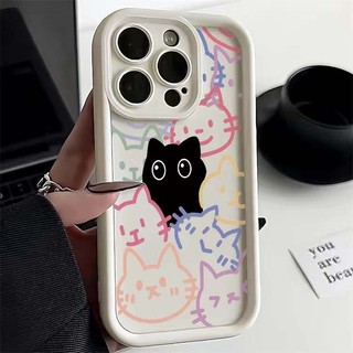 Ốp Lưng Điện Thoại Samsung Galaxy M15 M20 M31 M51 M30S M23 M11 A10 J7 Prime Vỏ Silicon Nhiều Màu Sắc Mèo Đen Hoạt Hình Bảo Vệ Toàn Diện Đơn Giản Bảo Vệ Camera Cặp Đôi