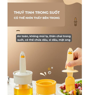 Chổi quét dầu ăn BUNA, cọ quét dầu ăn silicone, mứt, tẩm gia vị kèm theo lọ đựng dầu thủy tinh
